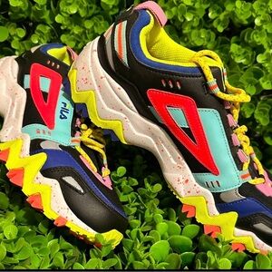 Fila Black and Blue Sneakers with Chunky Design